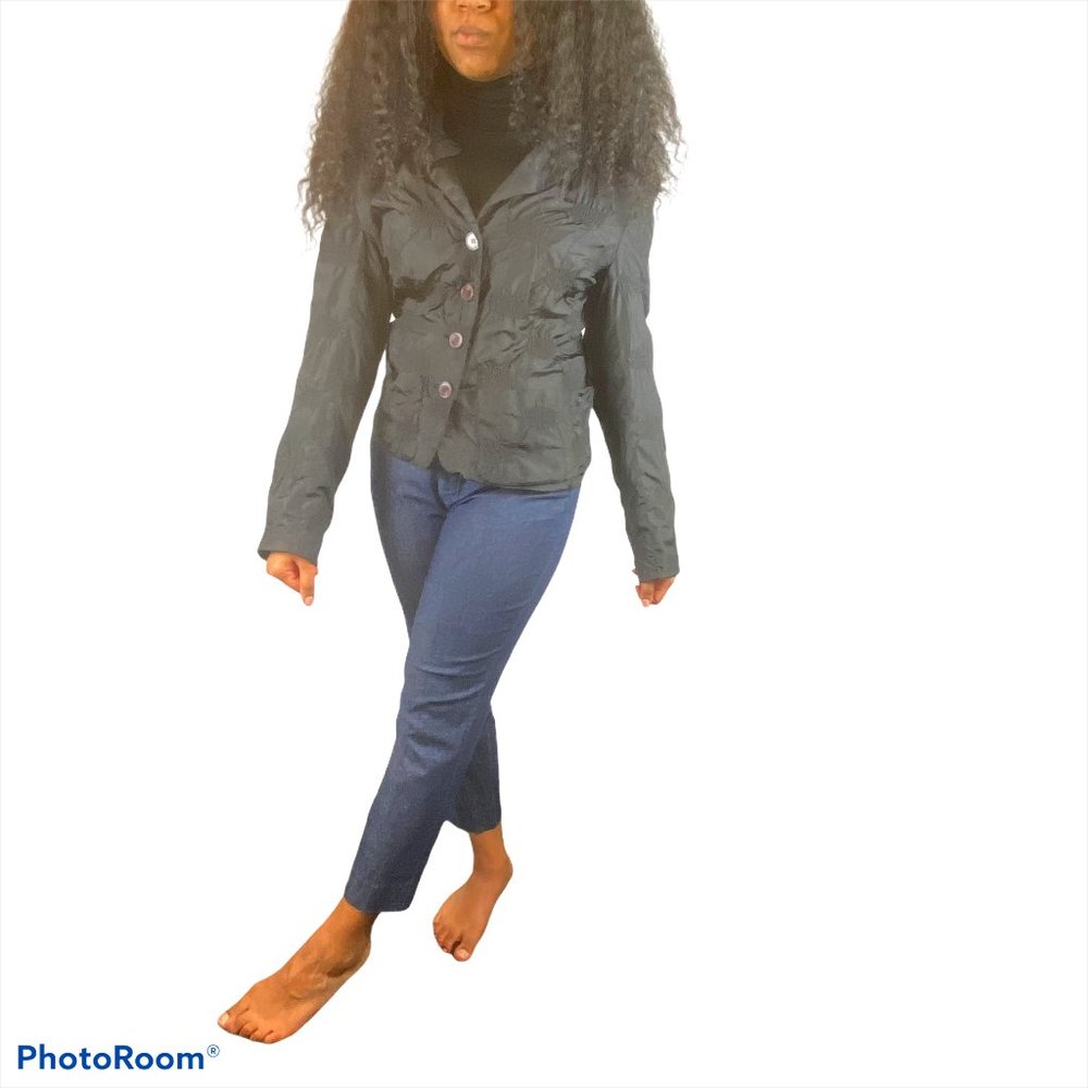 Sempre Piu Button-Front Blazer Jacket Dark Gray